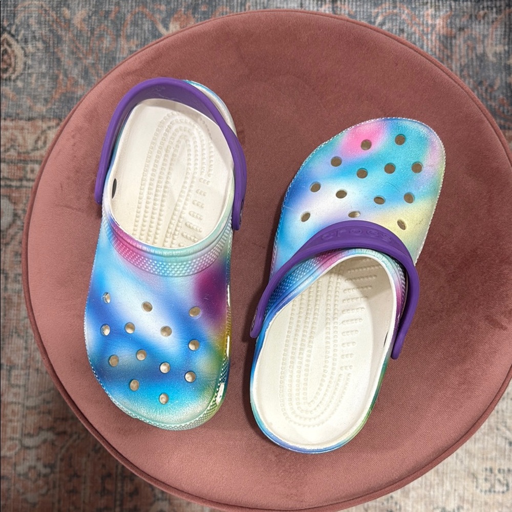 Colorful Kids Clogs with Purple Strap
